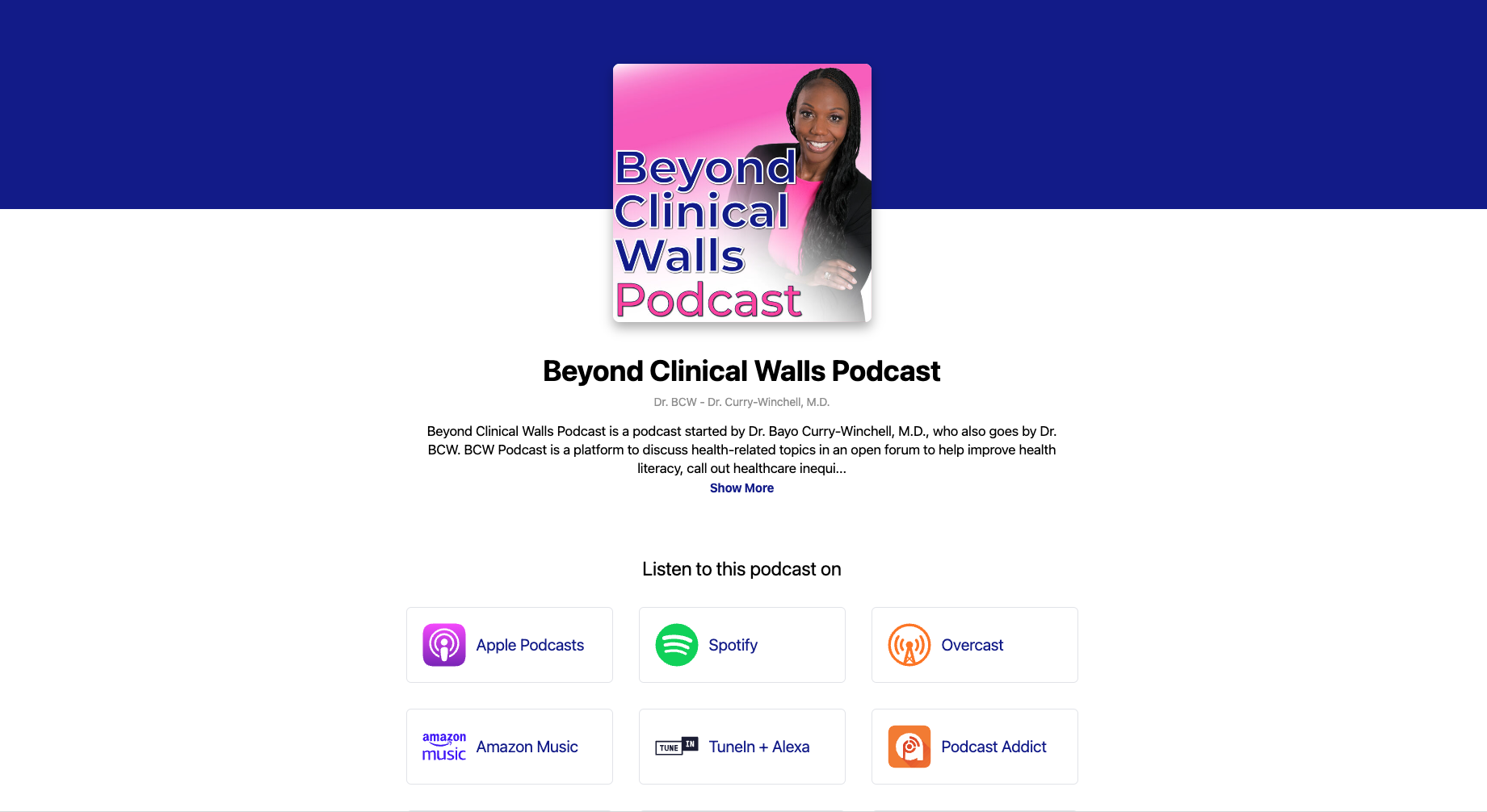 Beyond Clinical Walls Podcast, Dr. BCW, Dr. Curry-Winchell
